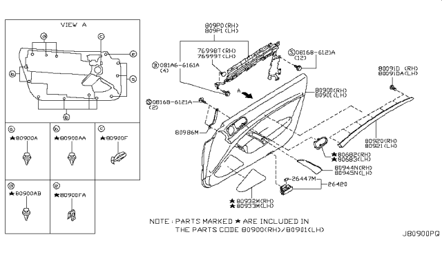 2015 Infiniti Q60  Cap-Door Grip, LH Diagram for 809451NG0B