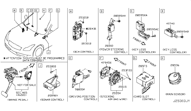 2014 Infiniti Q60 Controller Assy Diagram for 285F5JK600