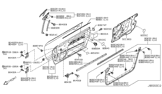 2011 Infiniti G37  Nut Diagram for 80252S060A