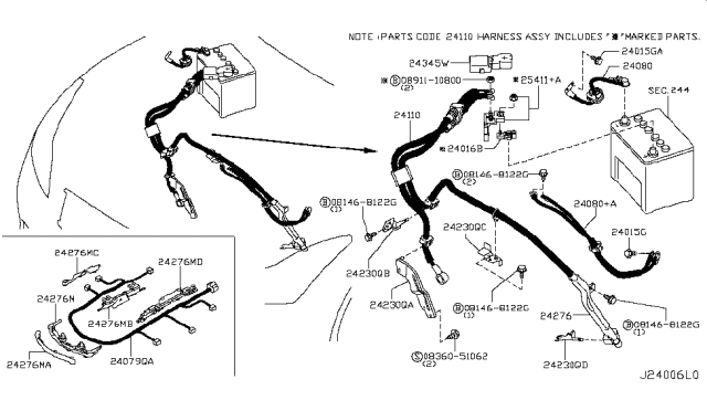 2011 Infiniti G37  Nut Diagram for 0891110800