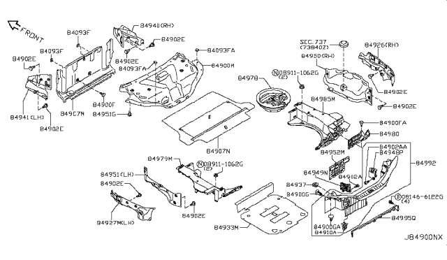 2009 Infiniti G37 Hook-Trunk Net_(Clip Type) Diagram for 849376P100