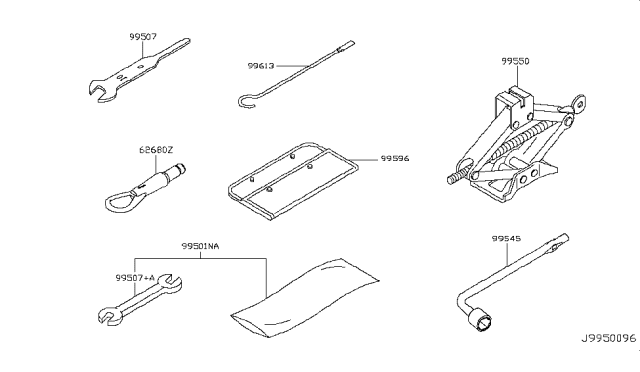 2014 Infiniti Q60 Bag-Tool Diagram for 9950450Y00