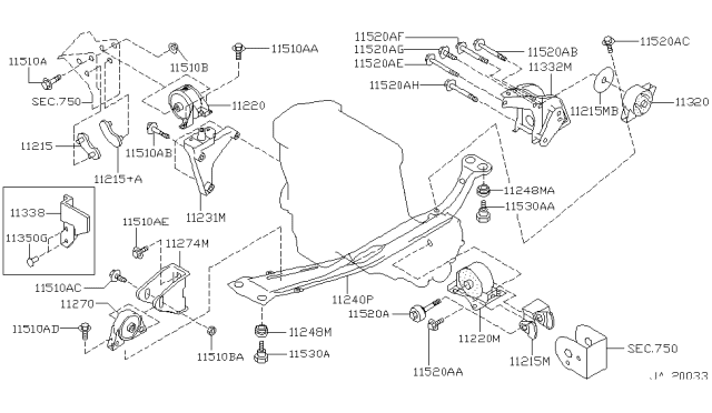 1999 Infiniti G20  Bolt Diagram for 112982J212