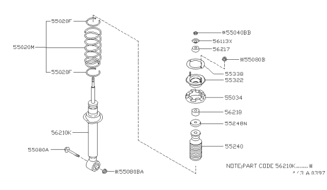 2002 Infiniti G20 Tube-Rear Spring Diagram for 550342J010
