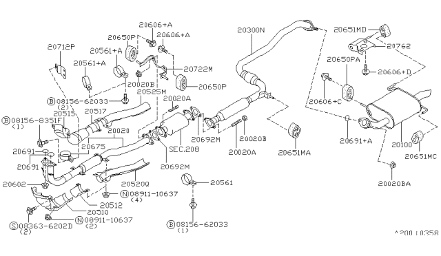 2000 Infiniti G20 Nut-Arm Pin Diagram for 0122500182
