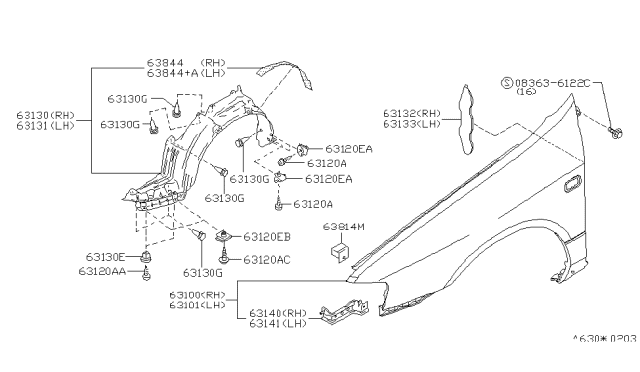 2000 Infiniti G20 Screw-Machine Diagram for 083636122C