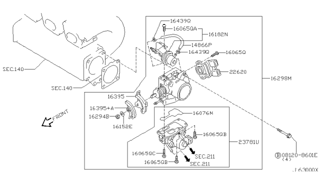 2002 Infiniti G20  Seal-O Ring Diagram for 166184M500