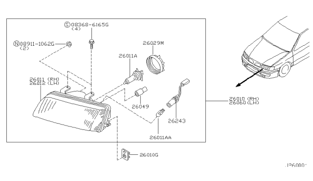 2002 Infiniti G20  Bulb Diagram for 2629489911