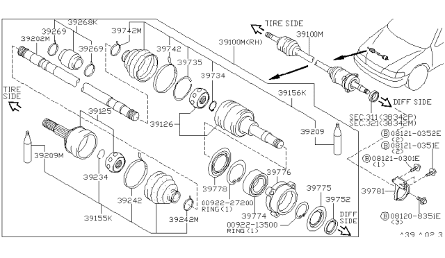 1999 Infiniti G20  Cover-Dust, B Diagram for 3975210E02