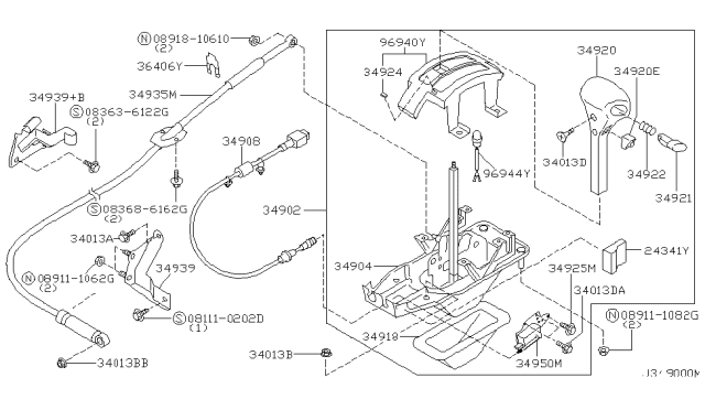 2002 Infiniti G20 Plate-Lock Diagram for 364064M400