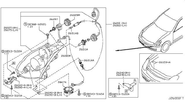 2005 Infiniti G35 Bulb Diagram for 2629189900