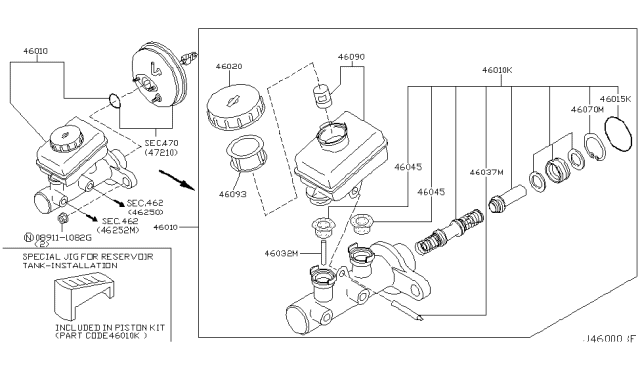 2004 Infiniti G35  Cylinder Assy-Brake Master Diagram for 46010AC725