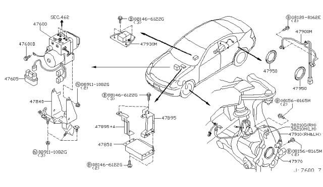 2005 Infiniti G35 Actuator Assy-Anti Skid Diagram for 47600AM400