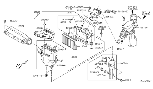2004 Infiniti G35  Mass Air Flow Sensor Diagram for 226807S000