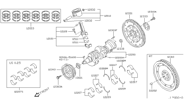 2004 Infiniti G35  Plate Assy-Drive & Gear Diagram for 12331AL600