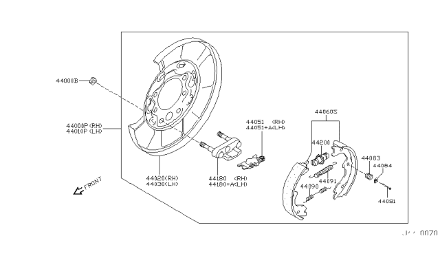 2005 Infiniti G35  Shoe Set-Parking Brake Diagram for 440608J00K