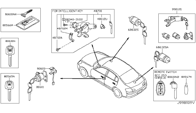 2005 Infiniti G35 Key-Blank, Master Diagram for H0564AM700