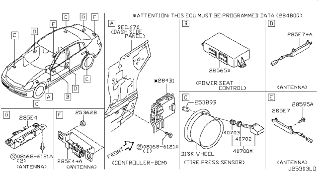 2006 Infiniti G35  Antenna-Smart Keyless, Room Diagram for 285E5C9960