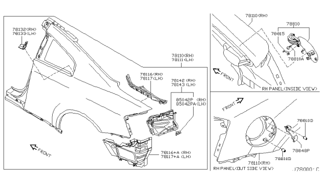 2005 Infiniti G35  Bumper-Fuel Filler Lid Diagram for 78837AG000