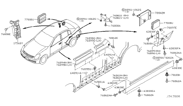 2005 Infiniti G35  Cover-Hole Diagram for 74849AG000