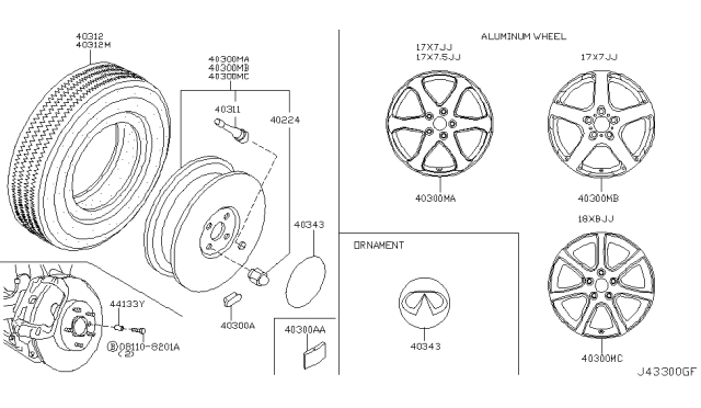 2003 Infiniti G35  Ornament-Disc Wheel Diagram for 40342AM610