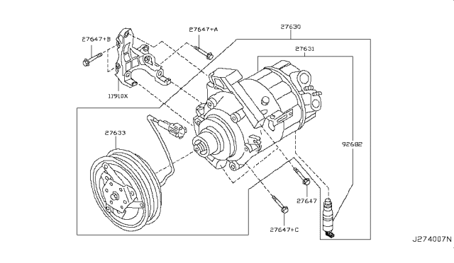 2005 Infiniti G35  Compressor - Cooler Diagram for 92600AC000
