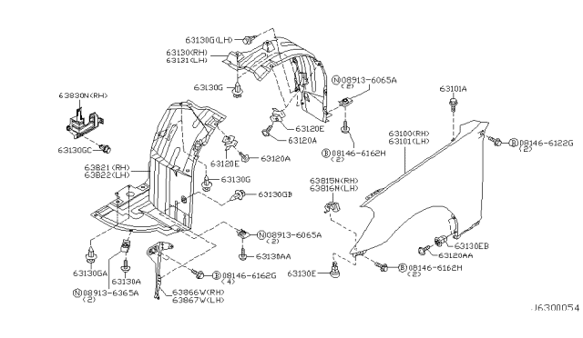 2003 Infiniti G35  Clip Diagram for 6384835F00