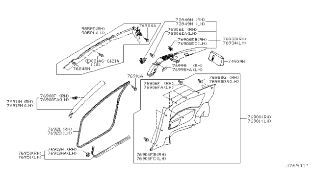 2003 Infiniti G35 Clip - Trim Diagram for 76959AM800