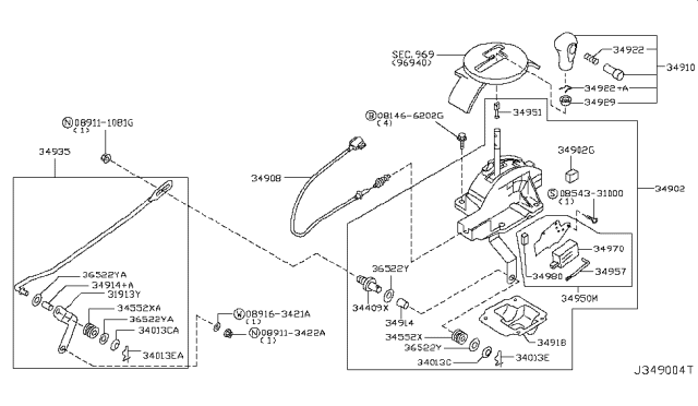 2005 Infiniti G35  Nut Diagram for 089113422A