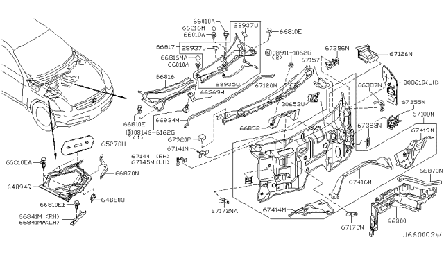 2005 Infiniti G35 Bracket-Mounting Diagram for 64880EG010
