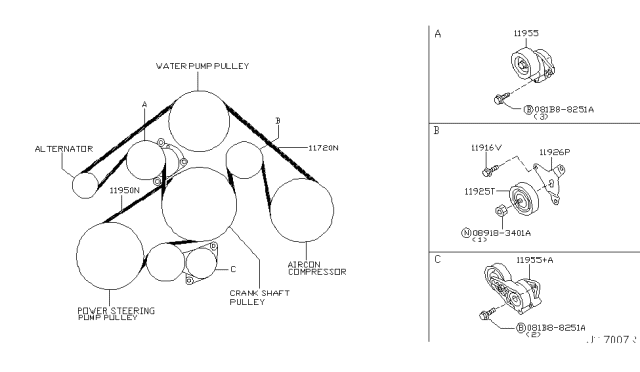 2004 Infiniti M45 TENSIONER Assembly Auto Diagram for 11955AR000