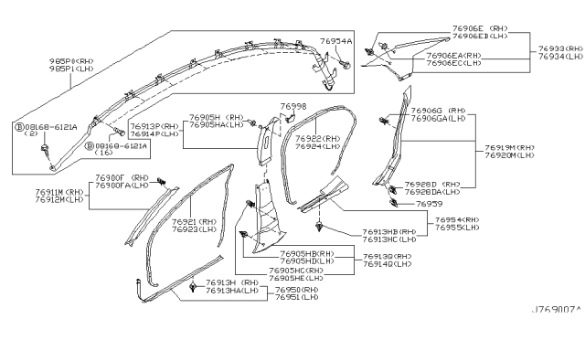 2004 Infiniti M45  Clip-Finisher Diagram for 0155309791