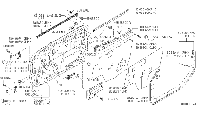 2003 Infiniti M45  Hinge Assy-Front Door Diagram for 80400AG000