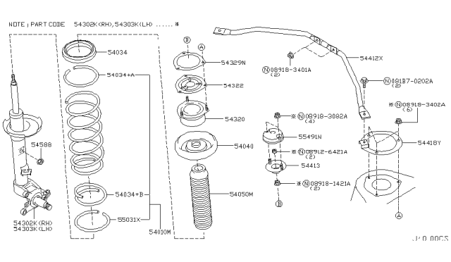 2004 Infiniti M45 Nut Diagram for 089183402A