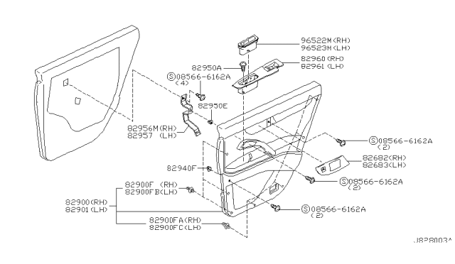 2004 Infiniti M45  Grommet Diagram for 0128100071