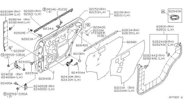 2004 Infiniti M45 Grommet-Screw Diagram for 96706B0700