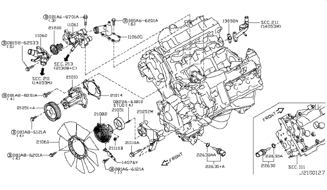 2015 Infiniti QX80  Gasket-Water Inlet Diagram for 130507S010