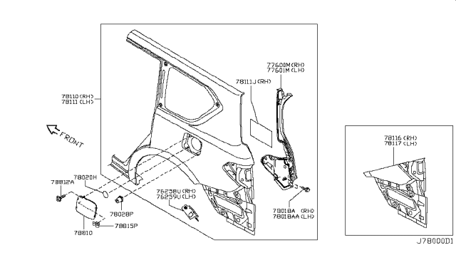 2012 Infiniti QX56 Lock Gas Filler Diagram for 788301LA0A