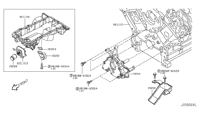 2015 Infiniti QX80  Pump-Oil Diagram for 150101LA0A