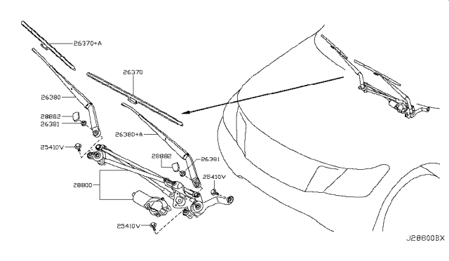 2012 Infiniti QX56  WIPER Assembly Windshield Diagram for 288001LA0A