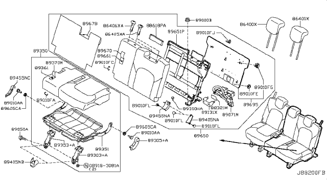 2016 Infiniti QX80  Bumper Rubber Diagram for 893351LB0A