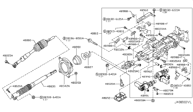 2015 Infiniti QX80  Column Assy-Steering, Upper Diagram for 488101LA6B