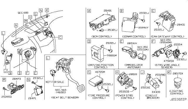 2015 Infiniti QX80 Tire Pressure Controller Assembly Diagram for 407201LA0A