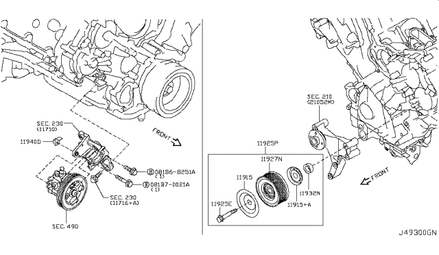 2011 Infiniti QX56  Pulley-Idler Diagram for 119277S000