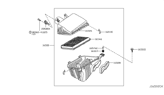 2017 Infiniti QX80  Mass Air Flow Sensor Diagram for 226807S00B