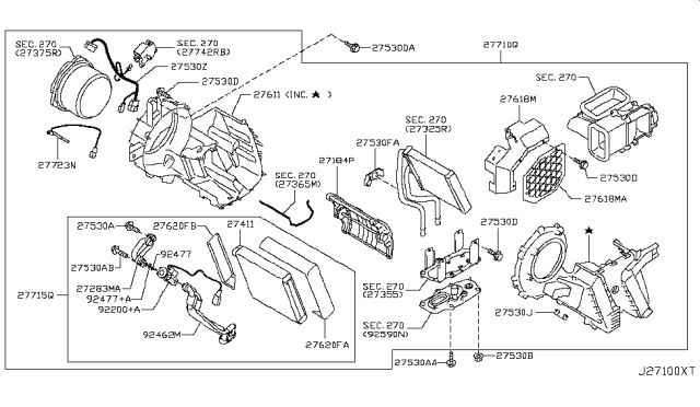 2019 Infiniti QX80  Evaporator Assy-Cooler Diagram for 274101LA0D