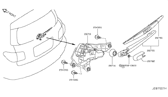 2018 Infiniti QX80 Cover-Arm, Back Window Wiper Diagram for 287821V90A