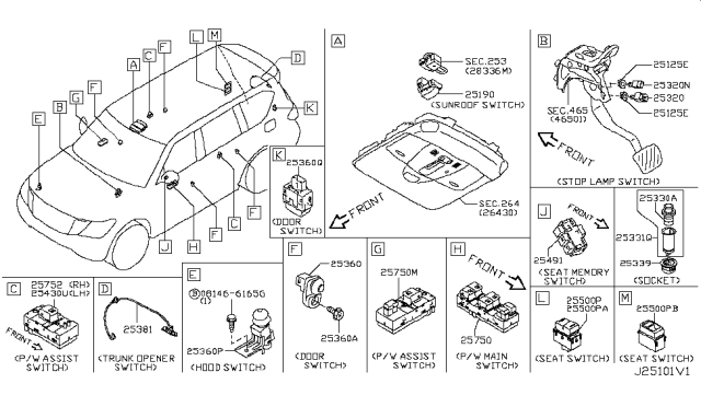 2011 Infiniti QX56 Cigarette Lighter Knob & Heater Assembly Diagram for 253352Y900