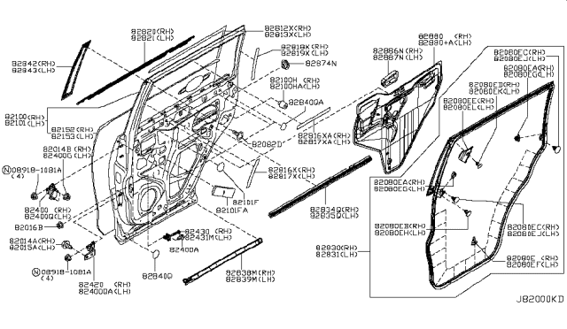2015 Infiniti QX80 Hinge Assy-Rear Door Diagram for 82421JK000