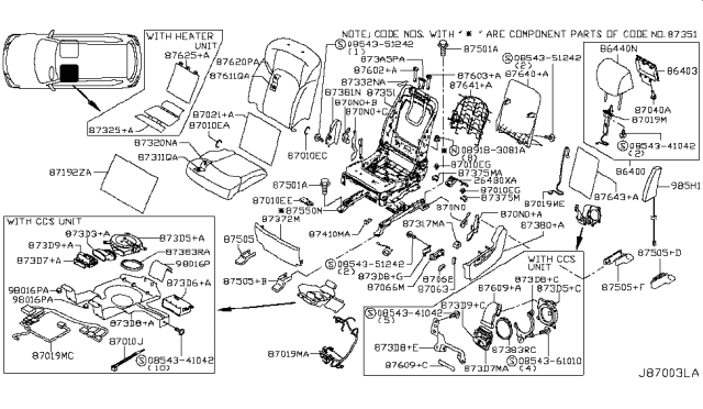 2018 Infiniti QX80  Board Assy-Front Seat Back Diagram for 876906GW0A